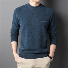 秋冬男士长袖羊毛毛衣男纯色圆领加厚针织上衣QLM77825-P190，男装针织衫/毛衣，电商B212（原钱塘6029）