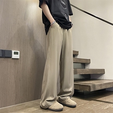 纯色拖地长裤潮流坠感清爽冰丝质感抗皱柔顺休闲长裤2060-特批28，男装休闲裤，星座718-1