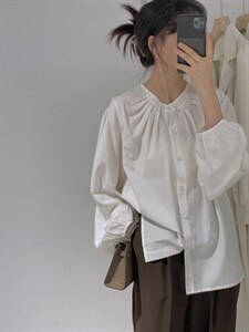 圆领衬衫,女装衬衫,驿谷