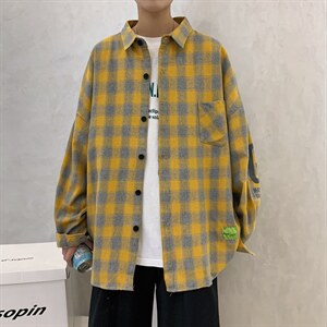2023 春季 宽松格子长袖衬衫 潮 CS03 P45图片