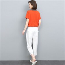 轻熟休闲套装女士夏季新款宽松大码减龄显瘦港味两件套，女装套装/套裙，涵誉
