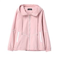 短外套女2021春秋装新款女装时尚休闲连帽春秋女士风衣外套，女装短外套，依恋蒂丝