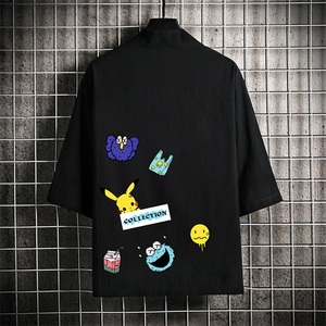 HF59079-P40风汉服男开衫外套七分袖道袍 网格挂拍图片