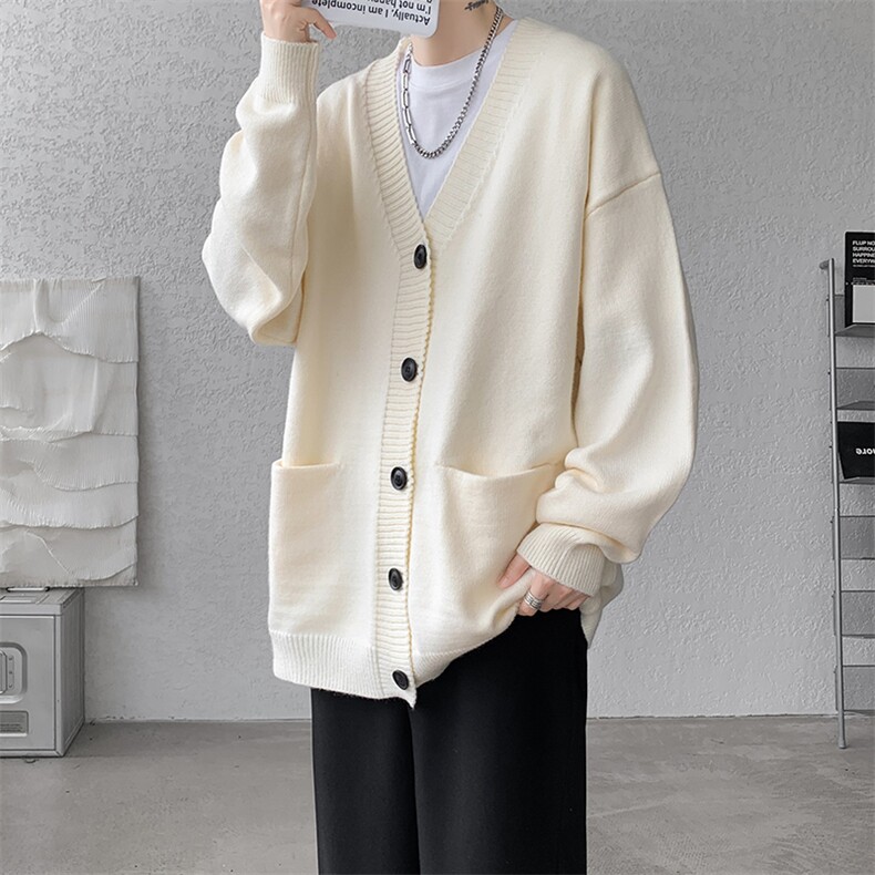 8XL-M大码V领开衫毛衣外套男日系复古宽松慵懒风针织衫KS002p55,男装针织衫/毛衣,电商B312