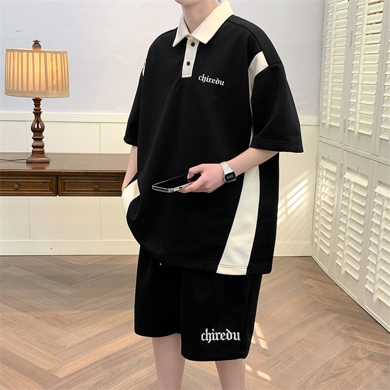 夏上新学生翻领半袖Polo衫时尚刺绣短袖套装男女7800-P70控价98，男装Polo衫，电商A441-1