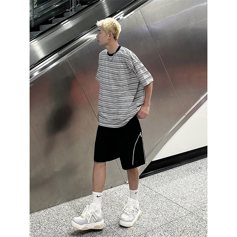 B221美式ins高街暗黑小众拉链休闲短裤五分裤LK23058-P55控78,男装休闲裤,电商B221