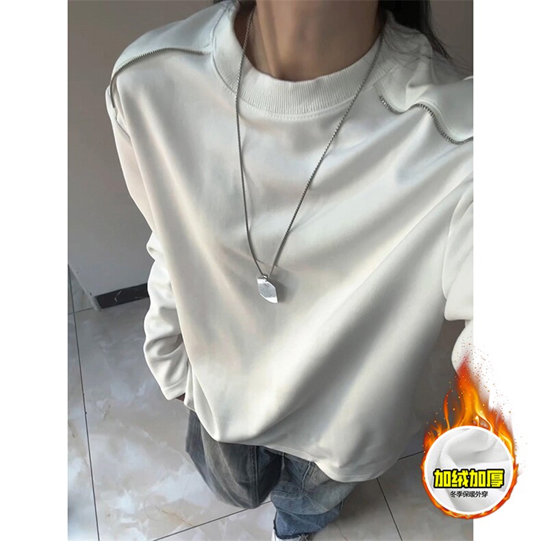 480G重磅加绒硬挺boxy男女秋冬美式高街结构拉链肩圆领卫衣厚外套，女装短外套，电商A486-1