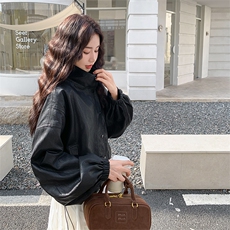26春季新品设计感甜酷PU皮衣外套2113P155K245，女装皮衣，2C219