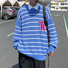 原宿风复古长袖针织衫情侣ins宽松套头秋上衣MY05521-P50，男装针织衫/毛衣，星座308B-1
