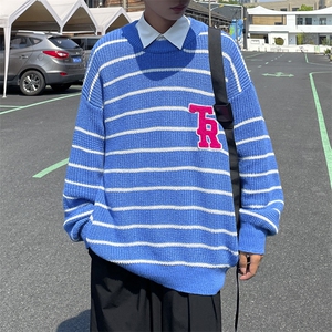 原宿风复古长袖针织衫情侣ins宽松套头秋上衣MY05521-P50图片