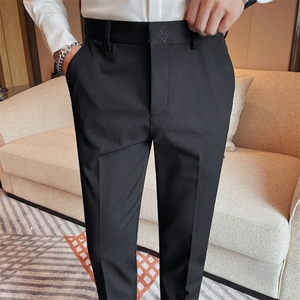 K2338-P78男士纯色西裤商务休闲百搭长裤刺绣小脚裤图片