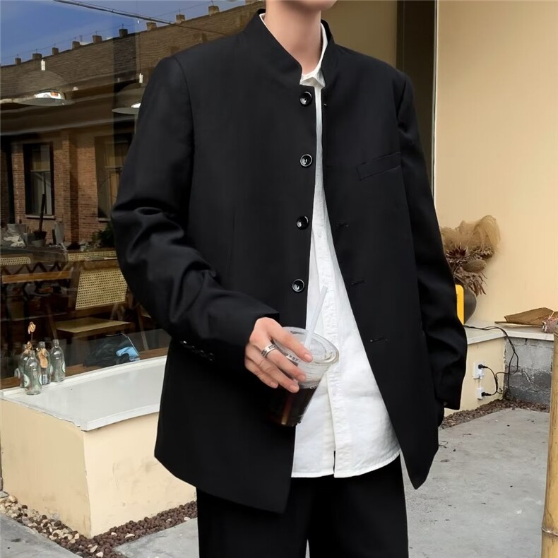 24新中式痞帅中山装春秋赵山河同款休闲立领西装外套-XZ0016，男装西服套装，星座1002-2