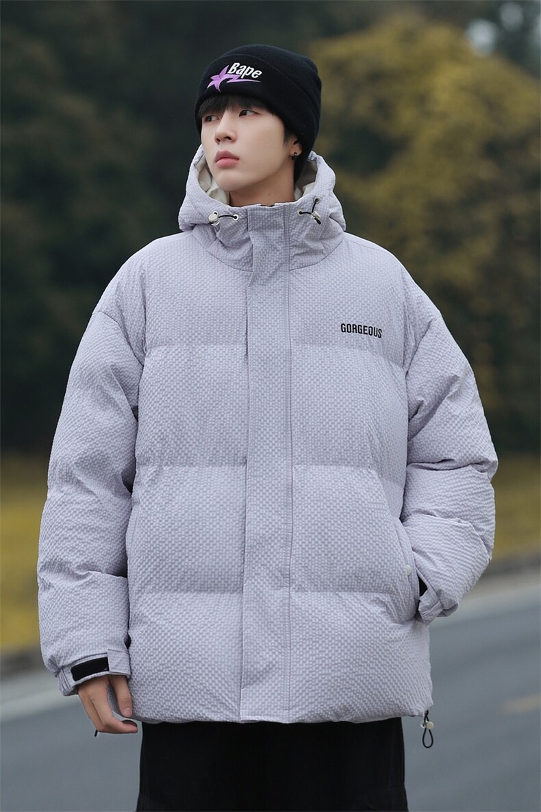 山系风连帽羽绒棉服冬季日系玉米格加厚棉袄外套A436-8879-P105,男装棉衣,电商A436