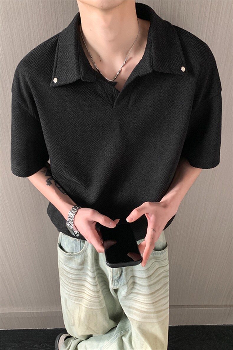 2026夏季新款港风内景大码翻领短袖POLO衫M-5XHT26209-特P20,男装T恤,电商A022