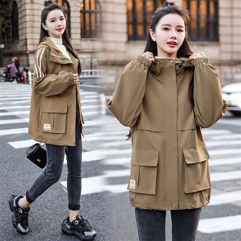 加肥加大码中长款风衣外套女200斤冲锋上衣春秋胖MM宽松遮肉大衣，女装风衣，妃曼