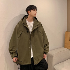 连帽宽松夹克男抽绳休闲秋季新款男士外套潮流A266-JK9116-P80，男装夹克，电商A266