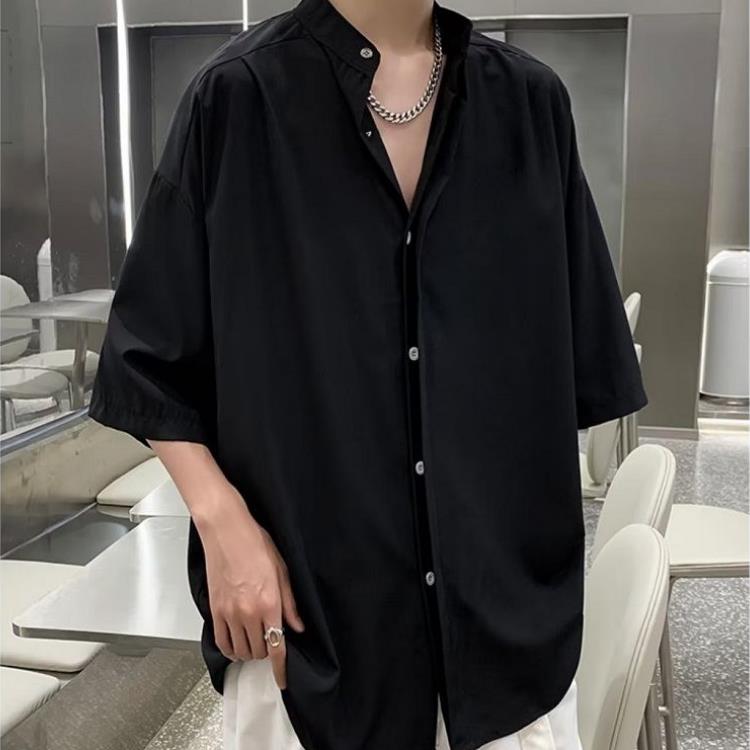 夏季免烫新中式男装痞帅衬衫男短袖潮牌百搭上衣休闲衬衣CD30,男装衬衫,星座1116A-1（原606A）