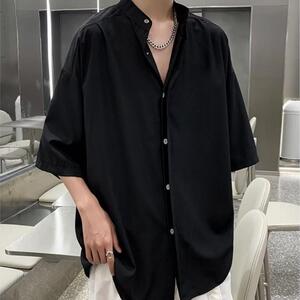 夏季免烫新中式男装痞帅衬衫男短袖潮牌百搭上衣休闲衬衣CD30