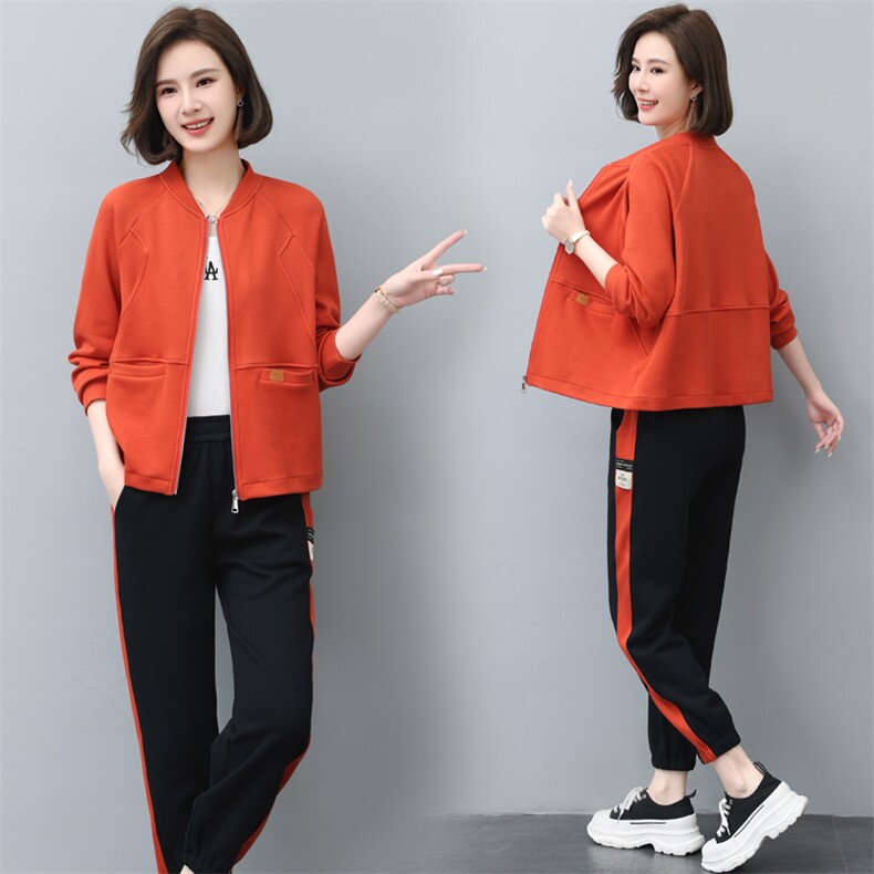 运动服套装女春秋2023年秋装新款时尚妈妈洋气卫衣秋季休闲两件套,女装套装/套裙,依恋蒂丝