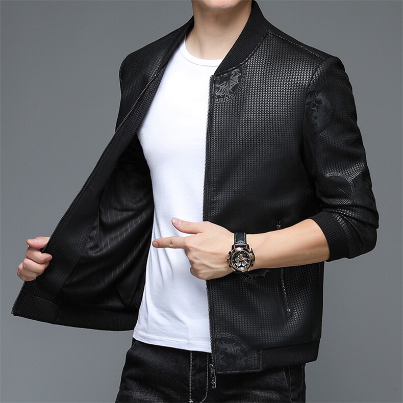 外套男2024春季新款皮衣时尚纯色棒球服潮流休闲中青年夹克潮P105,男装夹克,钱塘6003A(原)4033A
