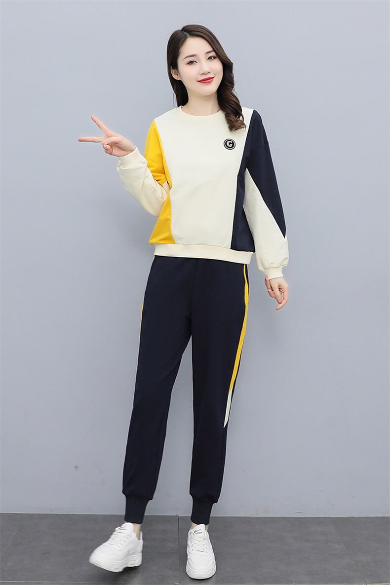 运动卫衣套装女2025春季新款小个子穿搭一整套高级感休闲两件套女,女装套装/套裙,雅佳俏