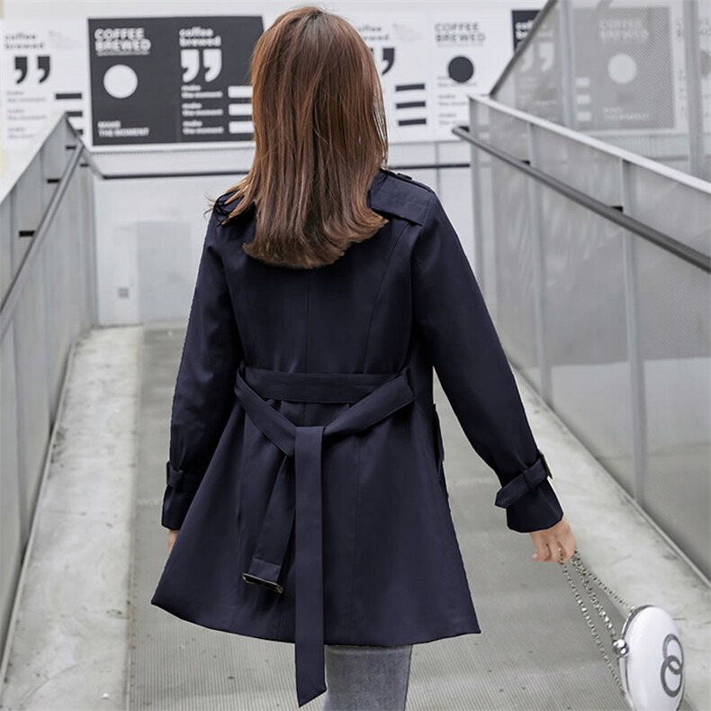 风衣女中长款小个子春秋季新款女装修身韩版休闲气质百搭外套女,女装风衣,韩蔻秀