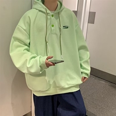 潮连帽卫衣男秋季潮流简约笑脸印花慵懒风帽衫港风宽松套头外套，男装卫衣，星座218-1（原230）
