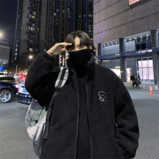 新款港风羊羔毛冬季棉衣男宽松百搭加厚情侣棉服外套W2270-P44，男装棉衣，星座512-2