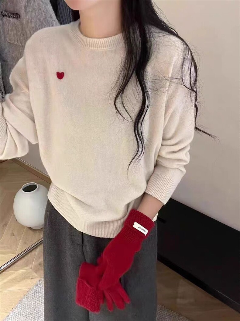 马鞍肩爱心圆领六色M胸围100衣长59L胸围105衣长60,针织衫/毛衣,初婷羊绒