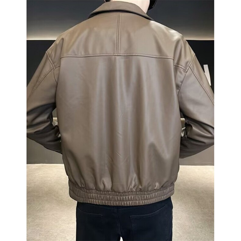加绒皮夹克男秋冬修身高级感痞帅加厚机车复古皮衣男外套MX5006,男装夹克,星座1116A（原606A-3）