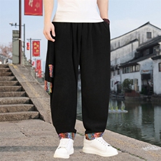 男士休闲裤灯芯绒长裤新中式灯笼裤哈伦萝卜裤XZ1512-2522裤-P50，男装休闲裤，星座1512