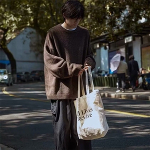 美式复古毛衣男秋冬季休闲内搭保暖针织打底衫男士可翻高领线衣潮图片