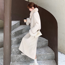 有货呢料羽绒服两件套套装真狐狸毛+90羽绒，2583-P405，控598，女装毛呢外套，2B218