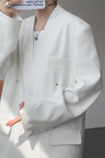潮流休闲圆领西装外套高级痞帅宽松韩版西服外套可整套搭配P85，男装西服，电商B319