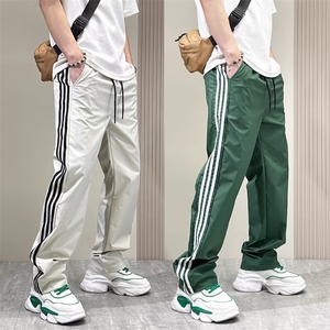 潮牌运动裤三道杠卫裤男女情侣春季休闲宽松嘻哈裤子MK569 P40图片