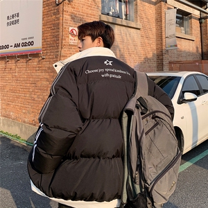 EQ350 潮牌织带棉服外套男冬季加厚拼接撞色棉衣2024新款棉袄图片