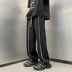 2024秋季潮牌oversize阔腿裤美式复古毛边直筒牛仔裤男K7499-P42，男装牛仔裤，星座512-3