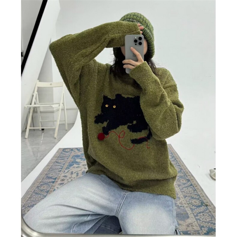 猫咪毛衣刺绣立体小球流行时尚简约慵懒百搭原宿文艺MY441,男装针织衫/毛衣,星座1116A（原606A-3）