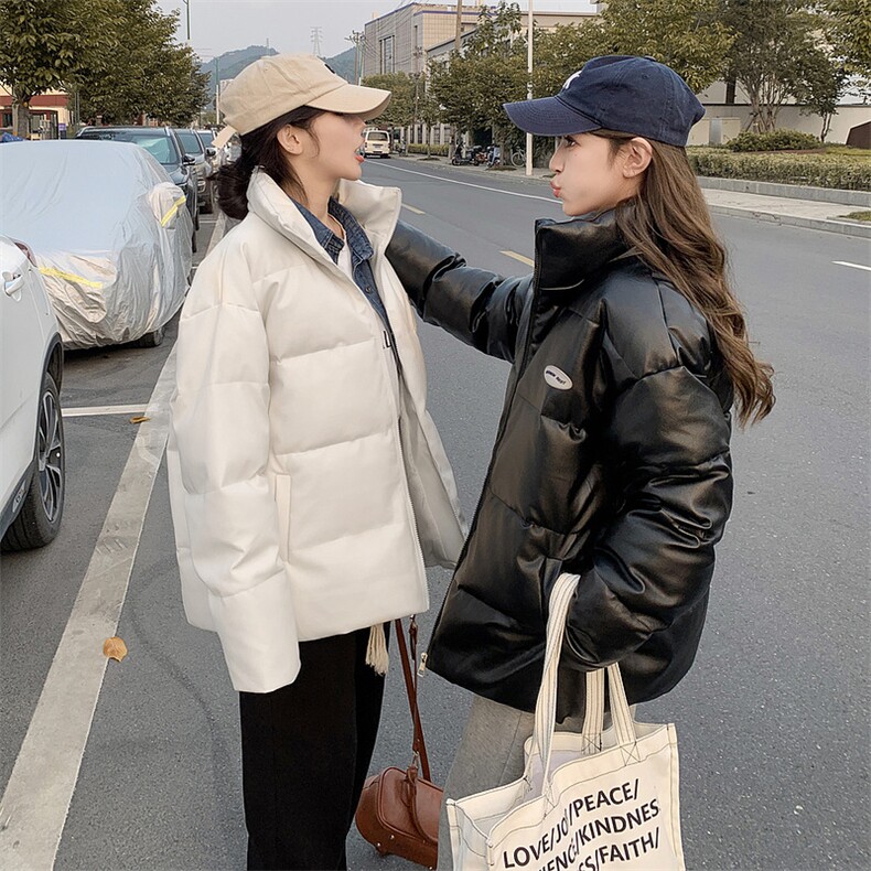免洗pu皮羽绒服女短款2025新款冬季加厚立领面包服外套C592-P105,男装皮衣,星座911-2(原星座613-2）