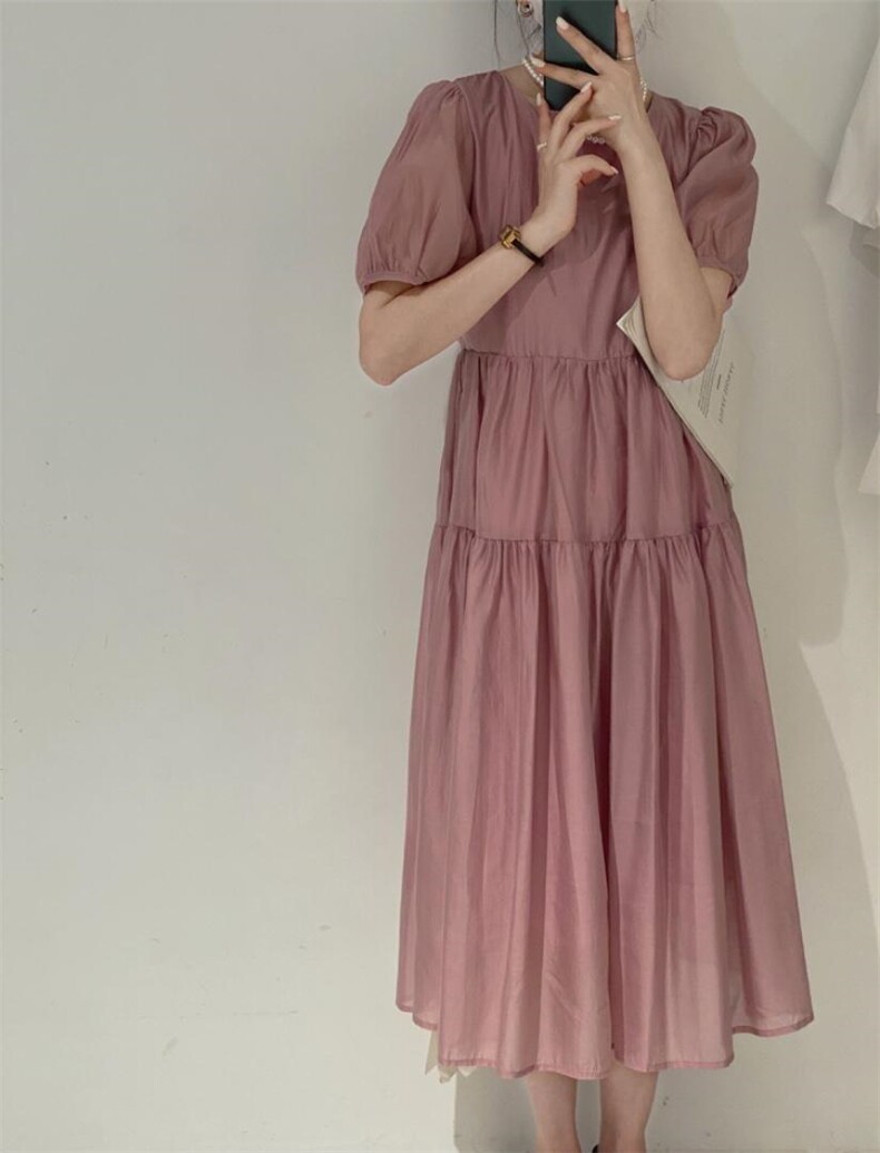 后背系带连衣裙，女装连衣裙，驿谷