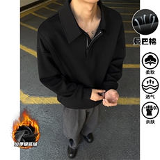 曼巴棉420g重磅舒适保暖银狐绒半拉链卫衣男W5416J加绒特P55控108，男装棉衣，电商A001-1