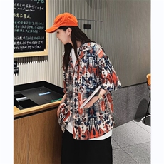 夏季衬衫男女短袖印花蝴蝶百搭宽松2024新款ins帅气外套CY853-P29，男装衬衫，星座412-3