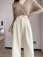 2025新款羊毛西装裤女秋冬高腰雪尼尔垂感加厚直筒阔腿裤糯米裤，女装休闲裤，云美莎专业女裤-全店现货