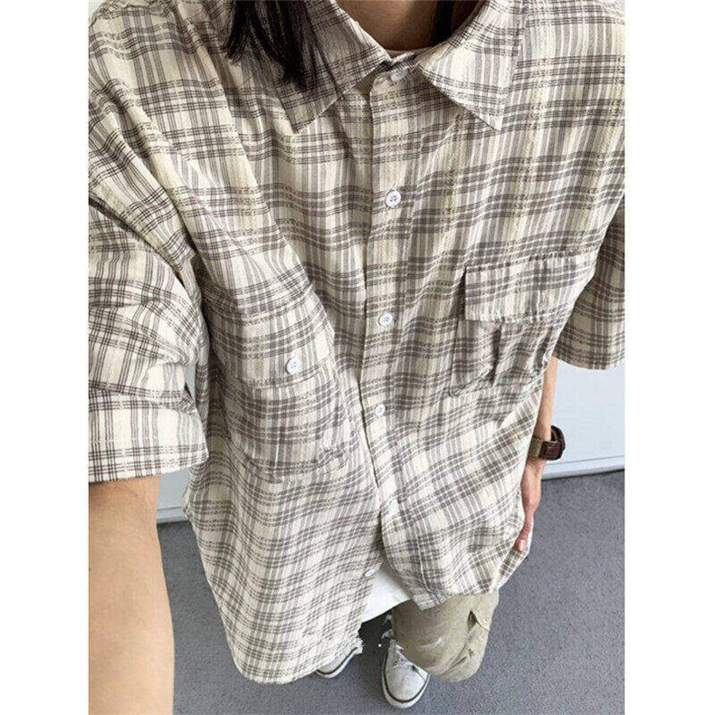 美式复古日系短袖衬衫男夏季五分袖衬衣CS65-P39,男装衬衫,星座1007（原301D）