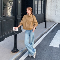 甜酷风黄色皮衣外套女春秋2025新款小个子又酷又飒机车服PU皮夹克，女装短外套，2C285
