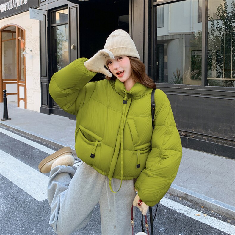 冬季新款2025！橄榄绿柔软高级感时尚面包服,女装羽绒服,2C015