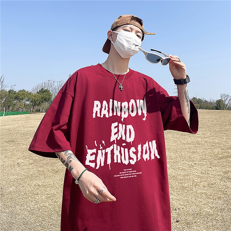 主推款T恤240克潮流美式宽松质感落肩纯棉印花短袖男T6352特P19,男装T恤,星座610B-1