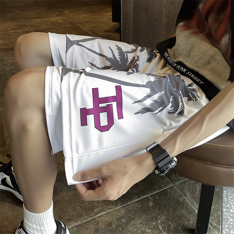 美式街头休闲印花五分裤男款夏季潮牌宽松运动直筒短裤DK5524-P20，男装休闲裤，星座1008