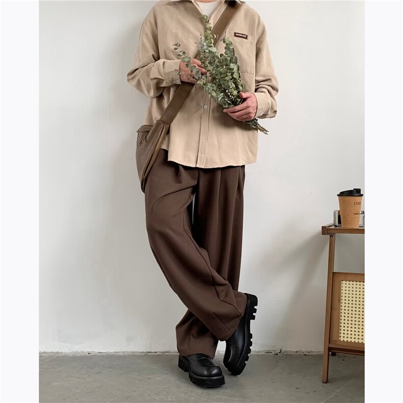 美式裤子垂感西装男春秋宽松直筒阔腿裤拖地裤休闲裤潮K4937-P39,男装休闲裤,星座412-3