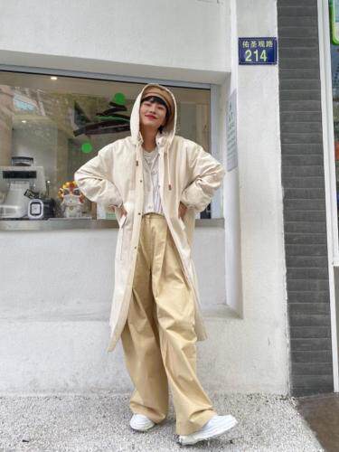 【现货】韩新款休闲连帽风衣，女装风衣，安吉拉